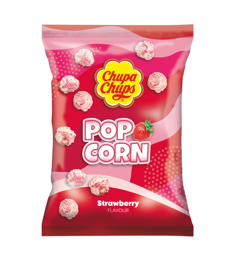 Chupa Chups – popcorn slazený s jahodovou příchutí