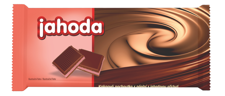 Kakaová pochoutka s náplní s jahodovou příchutí